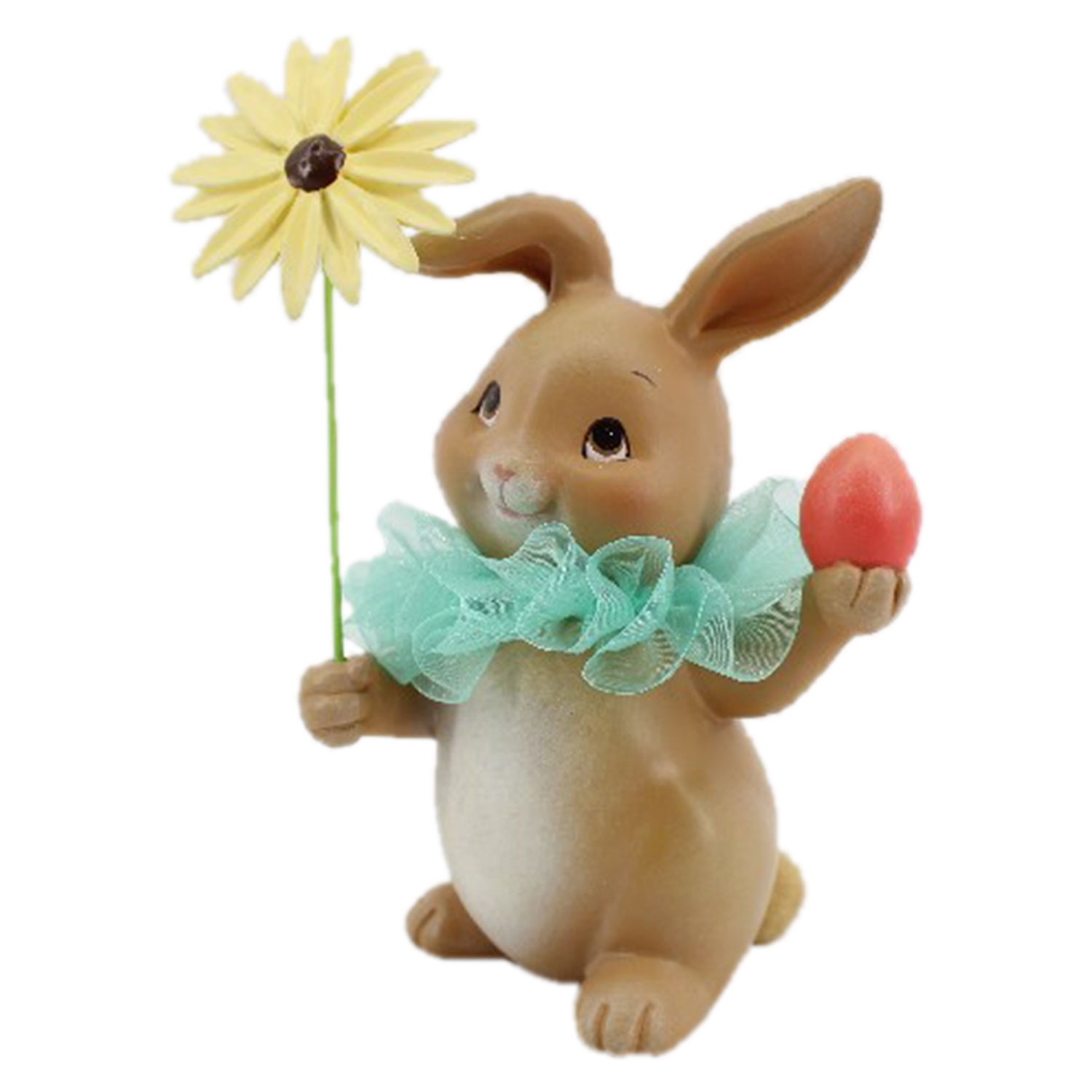 Velikonoční dekorace králíka s květinou a vajíčkem - 11*9*15 cm Clayre & Eef