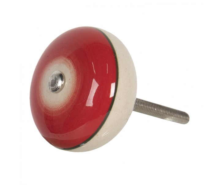 Červená kulatá úchytka ve vintage stylu Cercle – Ø 4*3 cm 