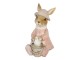 Dekorace králičí slečny v kabátku s kachničkou - 9*6*12 cm