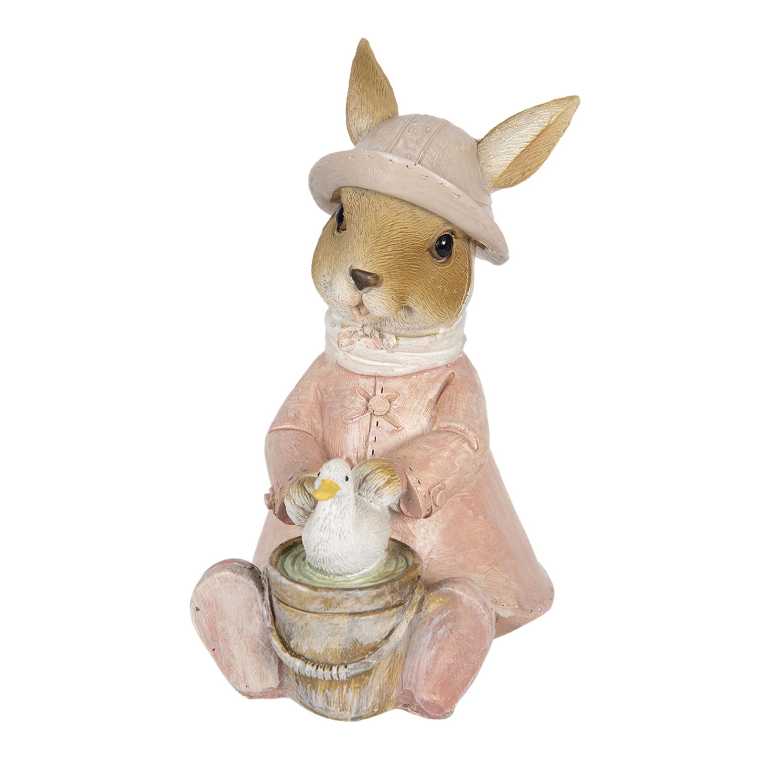 Dekorace králičí slečny v kabátku s kachničkou - 9*6*12 cm Clayre & Eef
