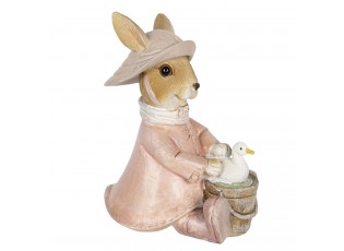 Dekorace králičí slečny v kabátku s kachničkou - 9*6*12 cm