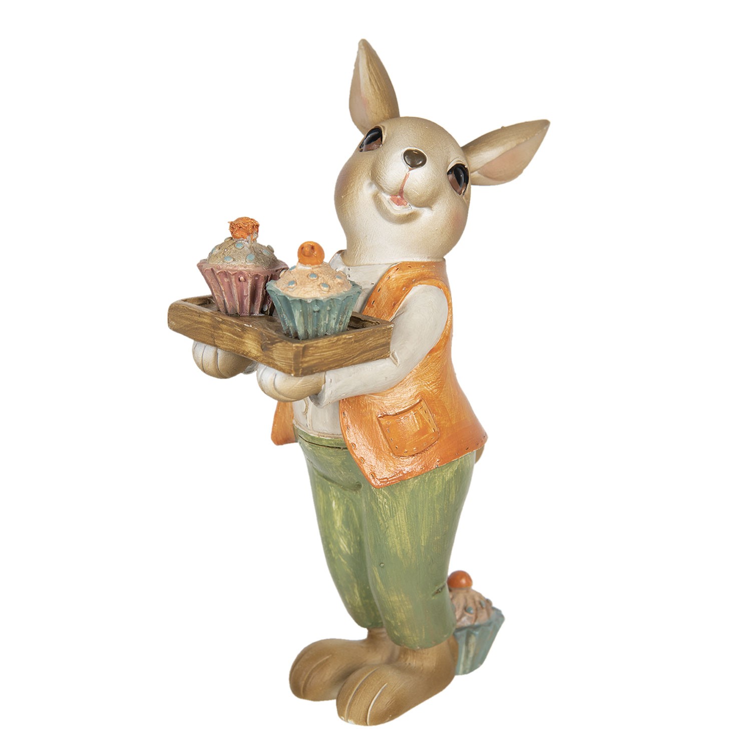 Velikonoční dekorace králíka s muffiny - 11*6*16 cm Clayre & Eef
