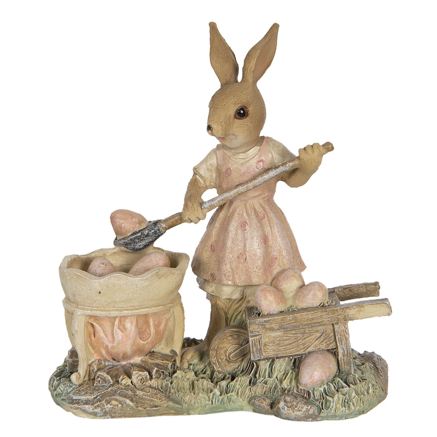 Velikonoční dekorace králičí slečny nabírající vajíčka - 12*6*12 cm Clayre & Eef