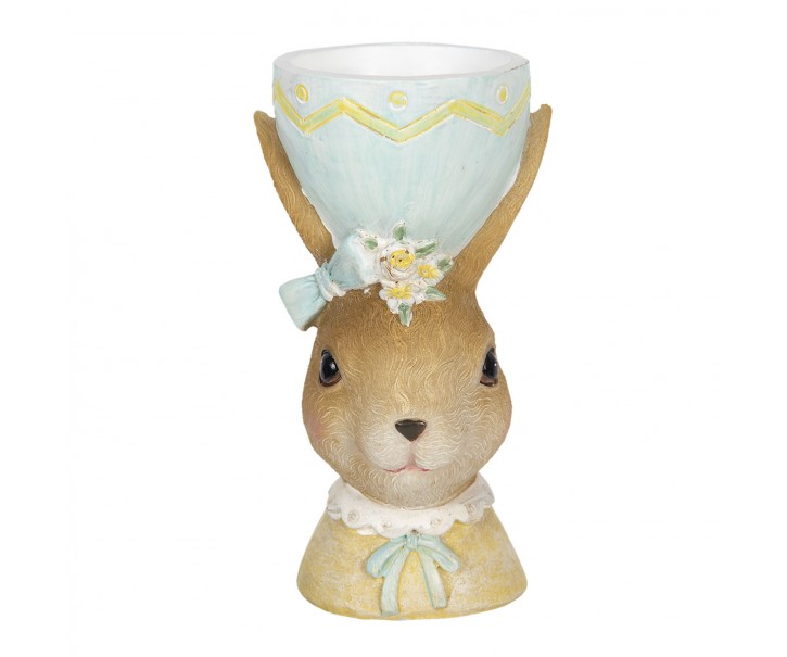 Dekorace králičí dámy s držákem na vajíčko v klobouku - 7*7*12 cm