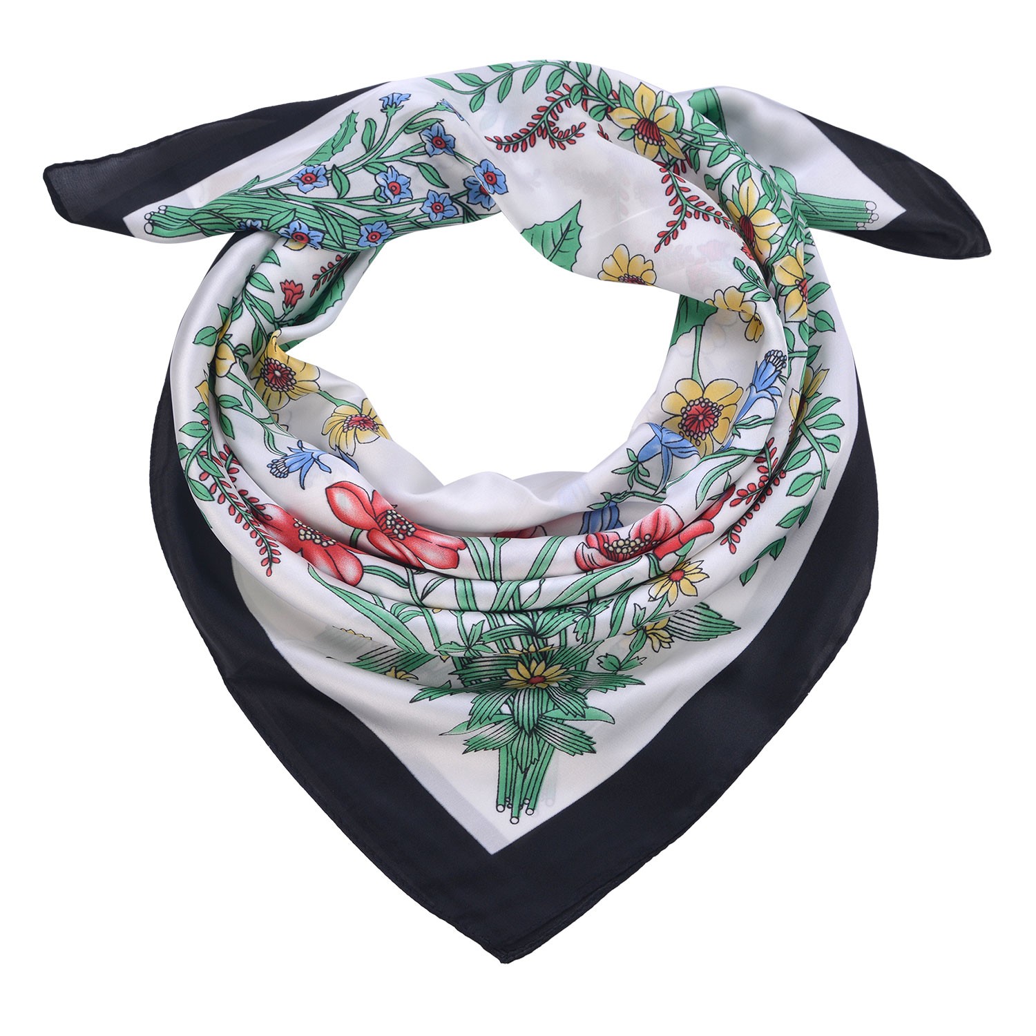 Bílý šátek s květinami - 70*70 cm Clayre & Eef