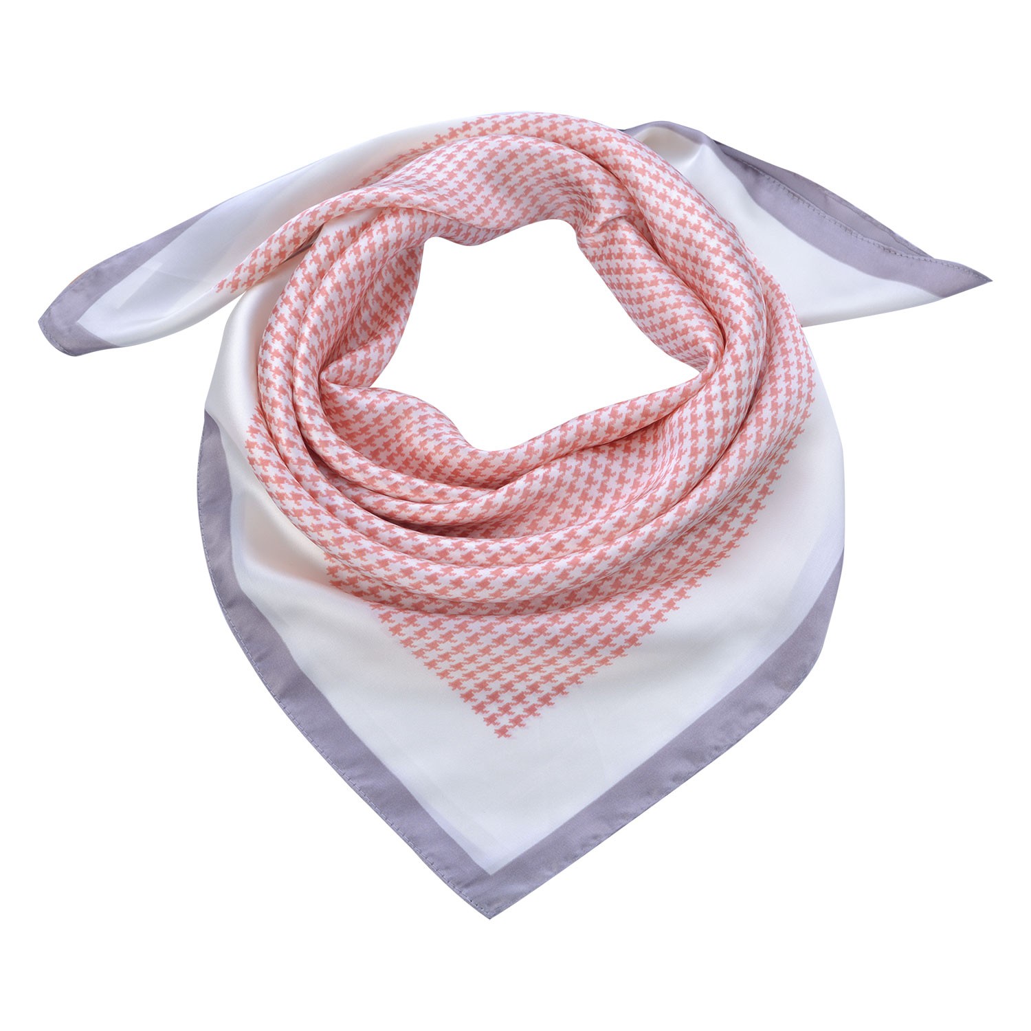 Bílo růžový šátek s šedivým lemováním - 70*70 cm Clayre & Eef