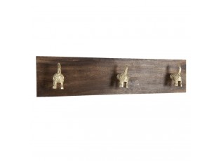 Dřevěný nástěnný věšák s knopkami psích ocásků - 44*8*10 cm