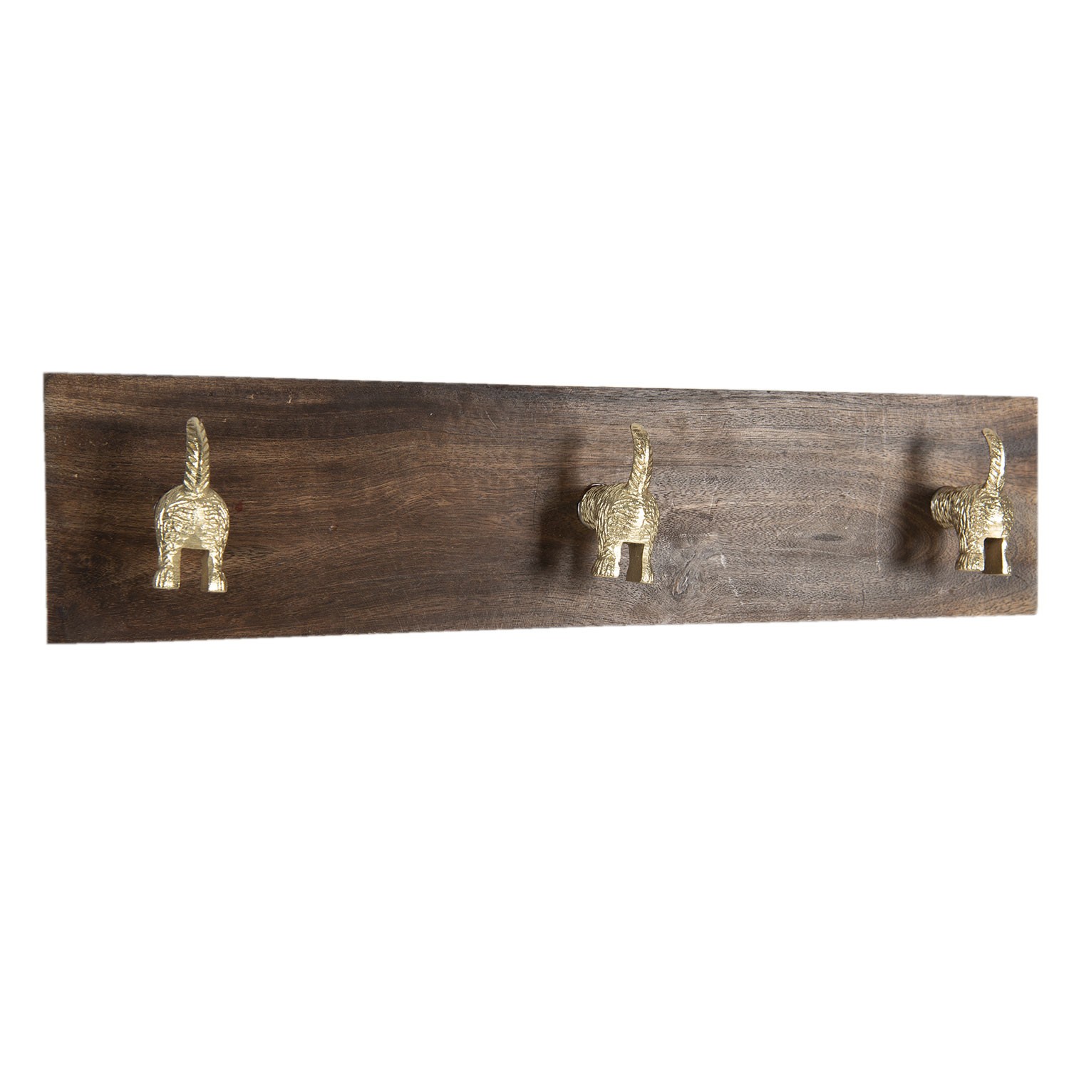 Dřevěný nástěnný věšák s knopkami psích ocásků - 44*8*10 cm Clayre & Eef