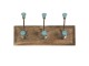 Dřevěný nástěnný věšák s tyrkysovými knopkami Isabelle - 30*8*10 cm