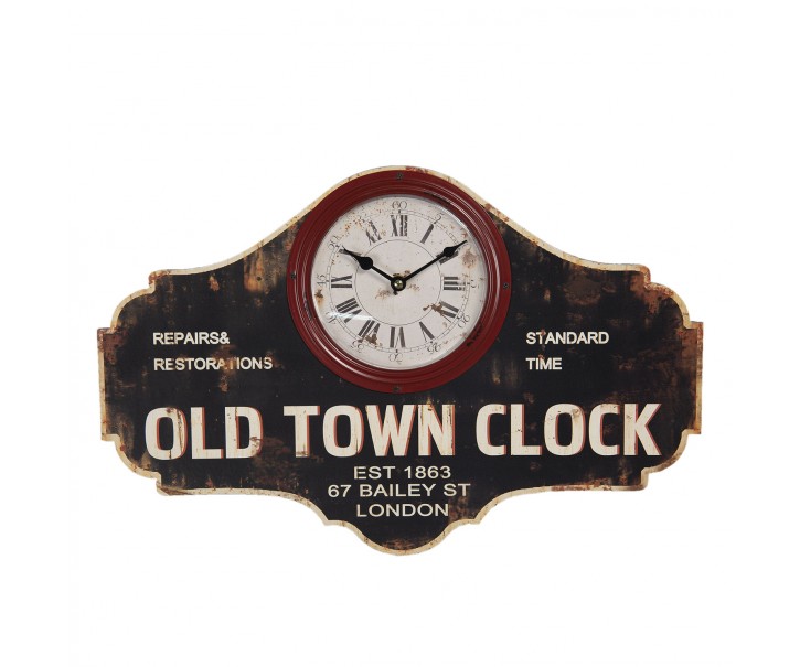 Retro nástěnné hodiny Old Town Clock - 50*3*33 cm / 1*AA Clayre & Eef