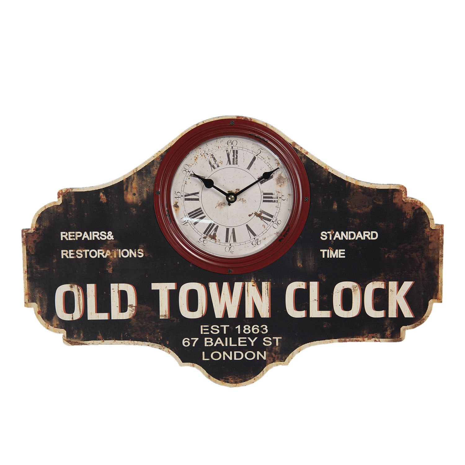 Retro nástěnné hodiny Old Town Clock - 50*3*33 cm / 1*AA 6KL0688
