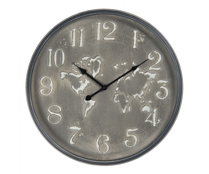 Vintage nástěnné hodiny se světadíly – Ø 48*6 cm / 1*AA