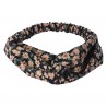 Černá látková květovaná čelenka - 20 cm