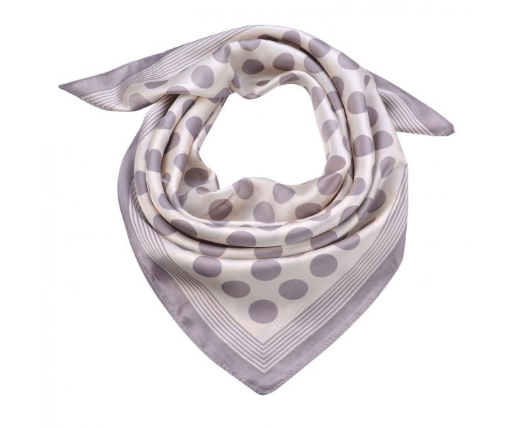 Krémový šátek se šedivými puntíky - 70*70 cm