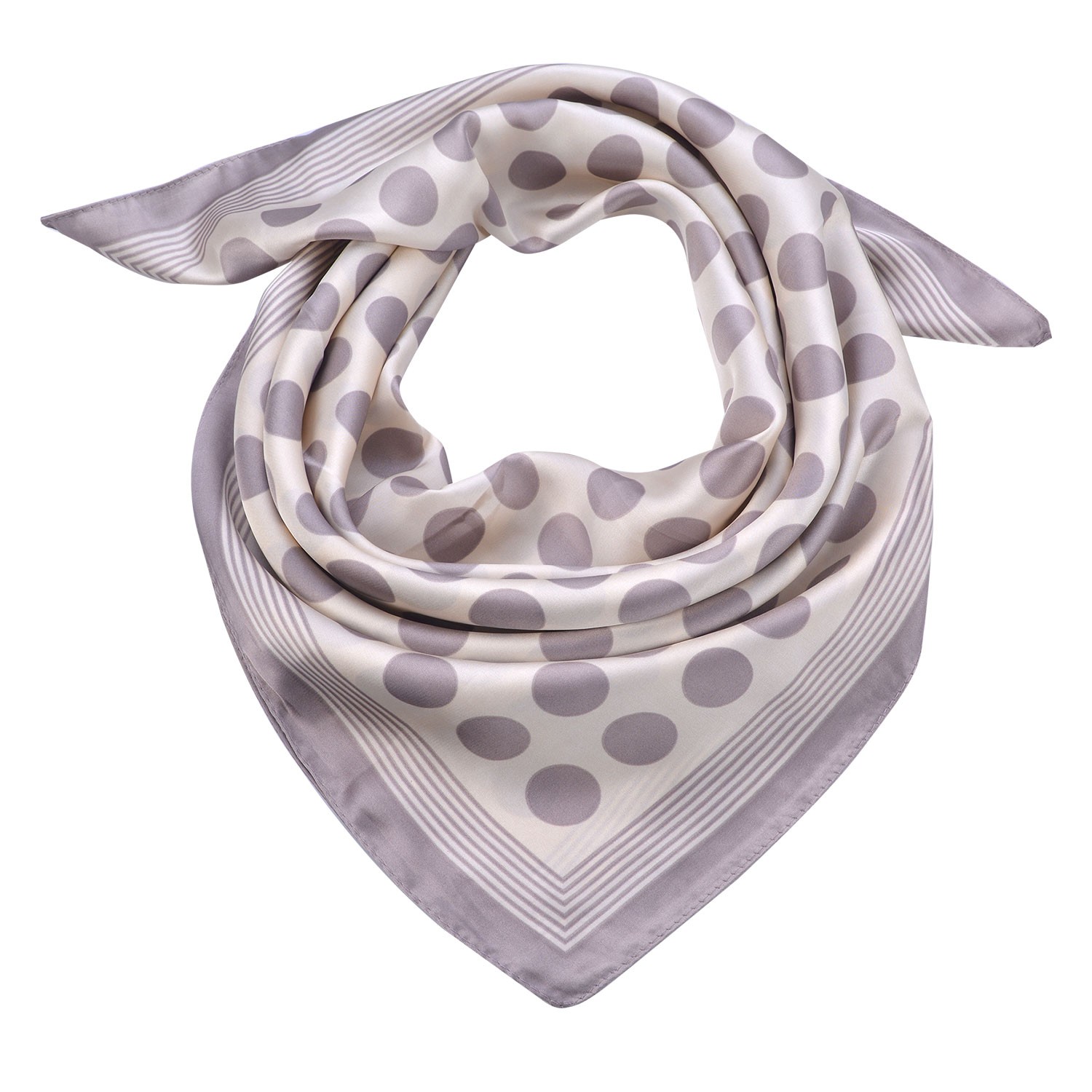 Krémový šátek se šedivými puntíky - 70*70 cm Clayre & Eef