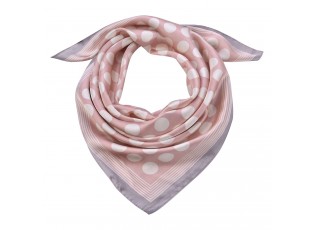 Růžový šátek Michele s bílými puntíky- 70*70 cm