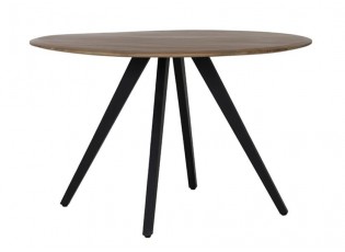 Kulatý jídelní stůl s dřevěnou deskou z akáciového dřeva Mimoso - Ø 120*78 cm