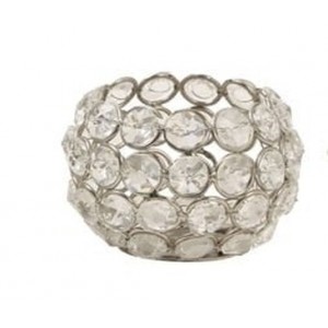 Kovový svícen vyplněný sklíčky Crystal - Ø 6*6 cm