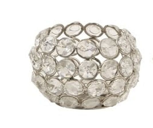 Kovový svícen vyplněný sklíčky Crystal - Ø 6*6 cm