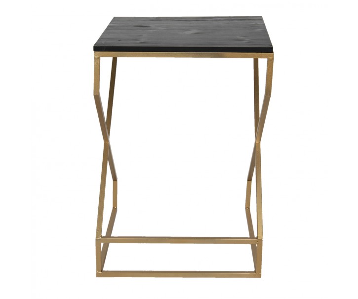 Zlatý kovový odkládací stolek Stefano s černou deskou - 40*40*55 cm