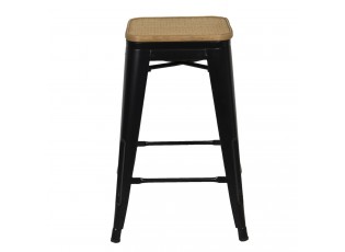 Černá barová stolička Sergio s ratanovou výpletí - 31*31*62 cm