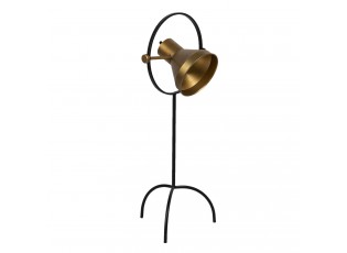 Stojací černá lampa na trojnožce se zlatým stínidlem Sofronia - 33*31*79 cm