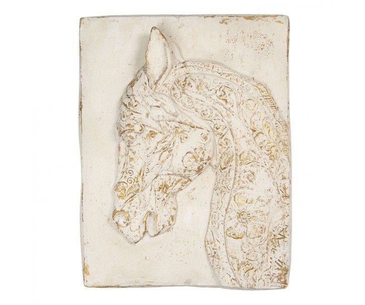 Bílý vintage obraz hlavy koně - 60*9*80 cm