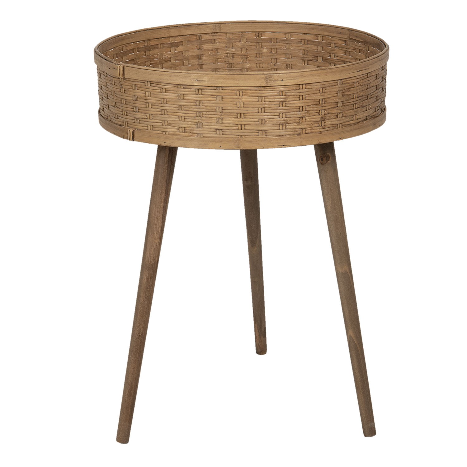 Dřevěný odkládací stolek s výpletem - 46*62 cm Clayre & Eef