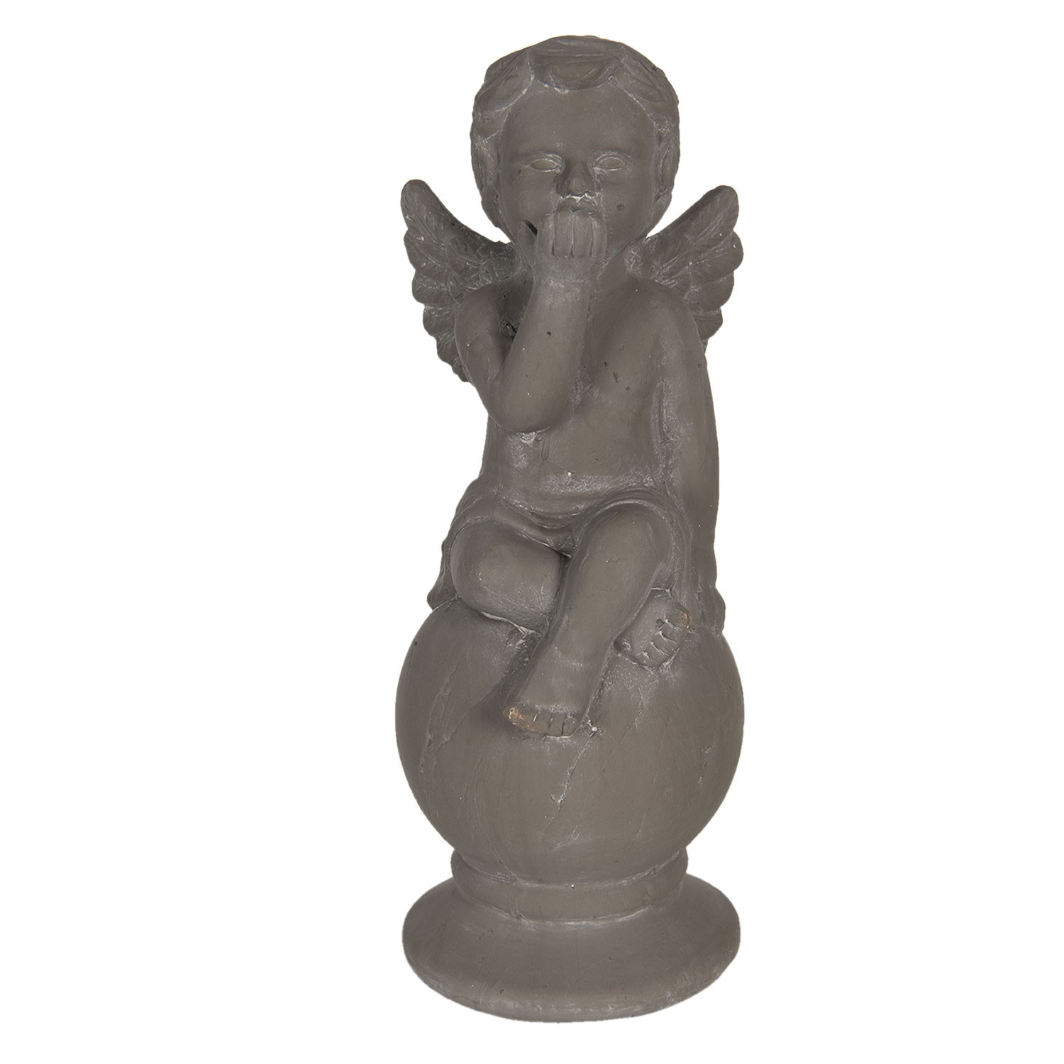 Vintage soška andílka sedícího na kouli - 16*15*38cm Clayre & Eef