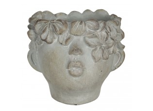 Kamenný květináč v designu hlavy s květinami Tete - 20*19*17 cm