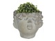 Malý kamenný květináč v designu hlavy s květinovým věncem Tete - 12*10*9 cm