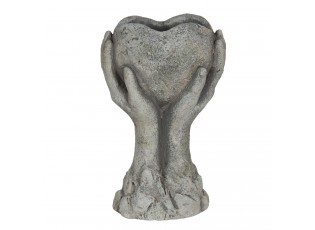 Kamenný květináč v designu rukou držících srdce Mains - 16*10*26 cm