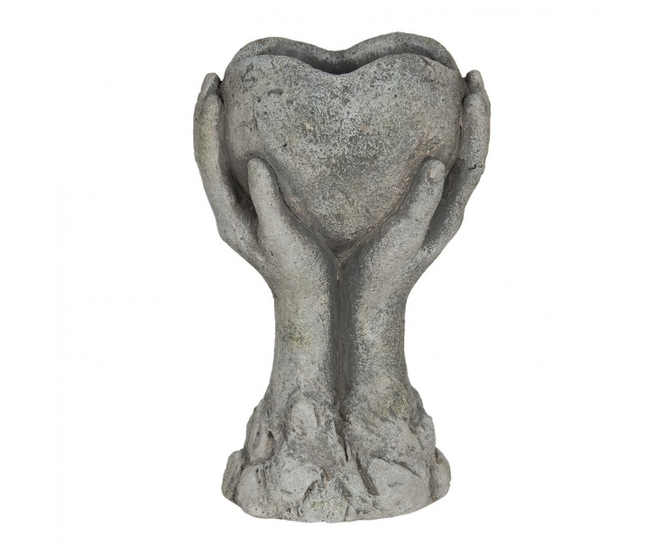 Kamenný květináč v designu rukou držících srdce Mains - 16*10*26 cm