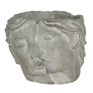 Kamenný květináč v designu propojených tváří Homme - 16*14*13 cm