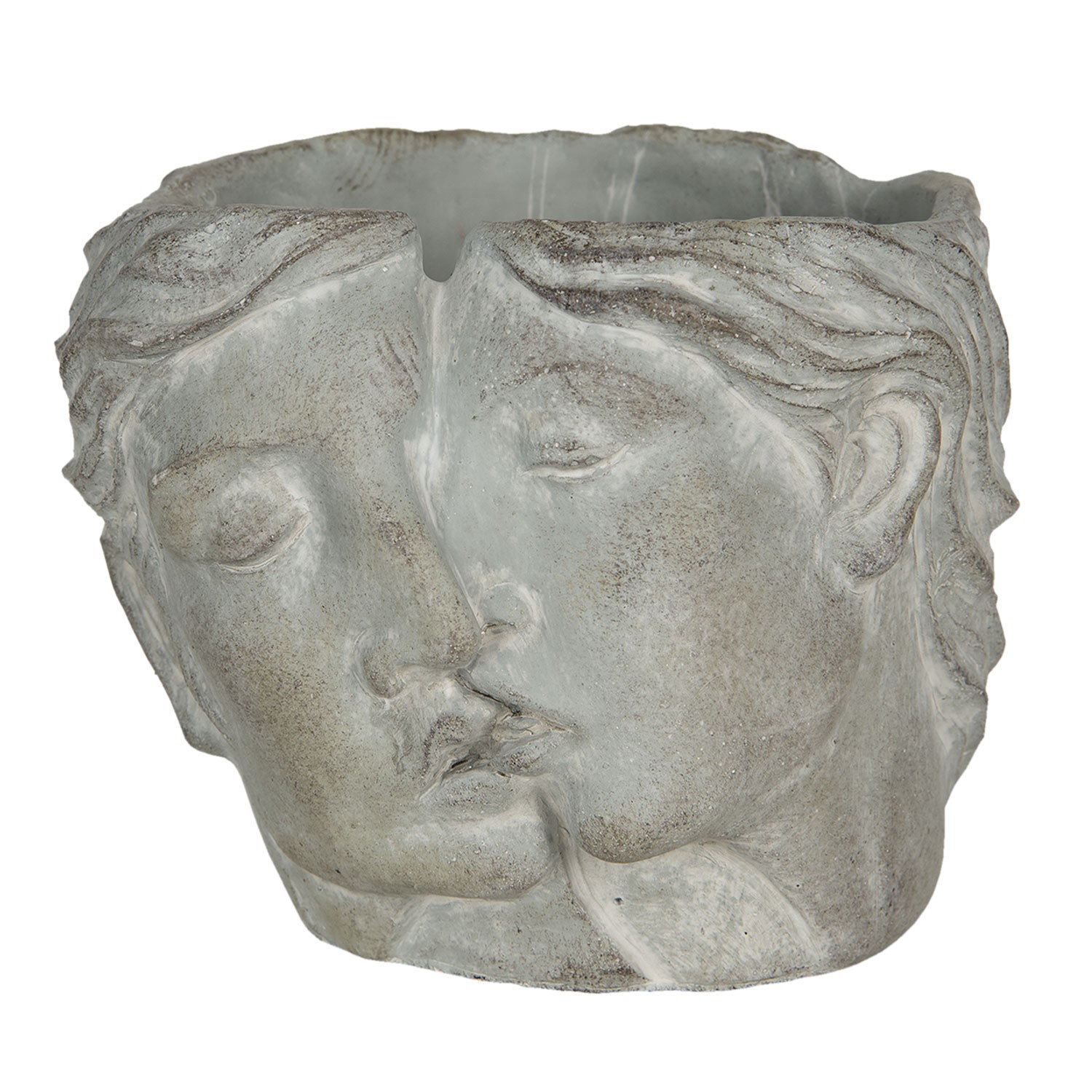 Kamenný květináč v designu propojených tváří Homme - 16*14*13 cm