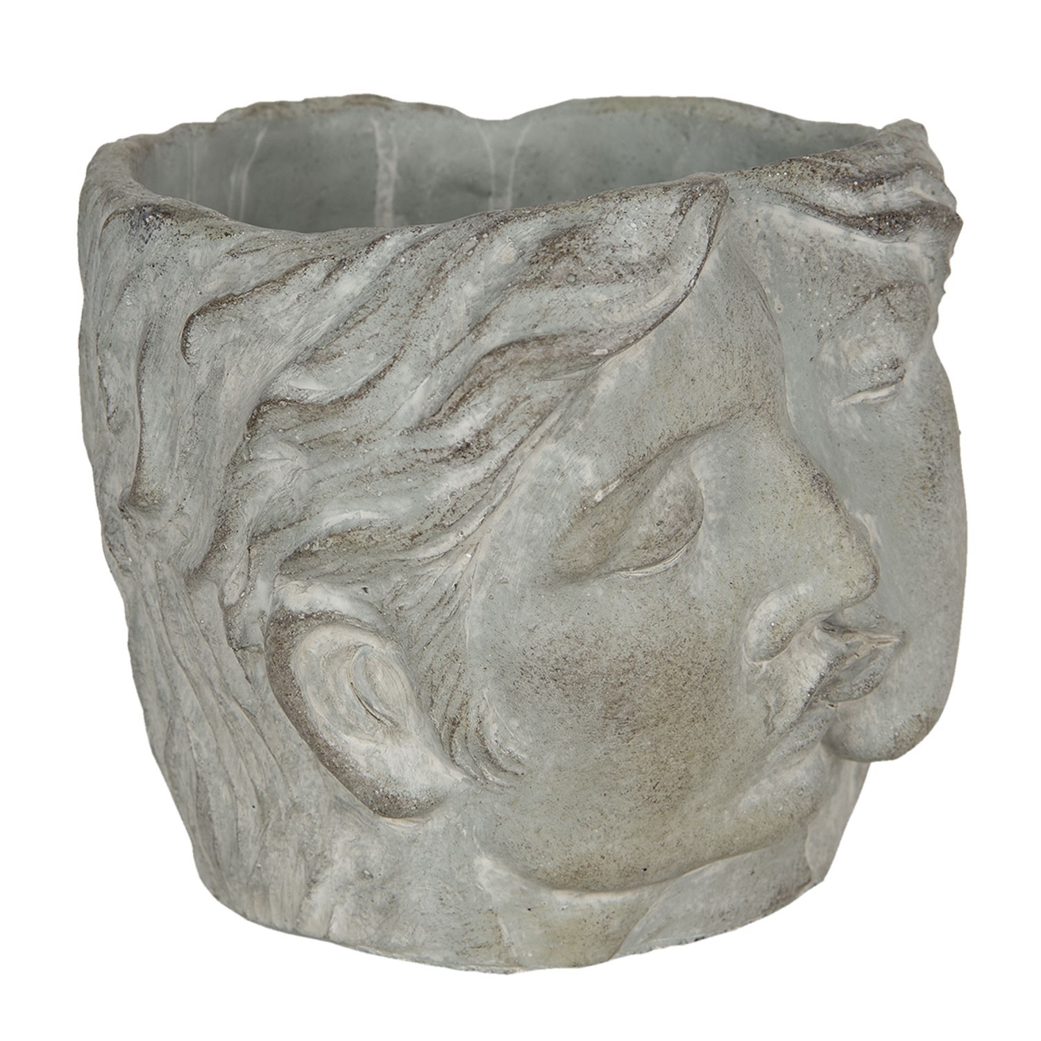 Kamenný květináč v designu propojených tváří Homme - 16*14*13 cm