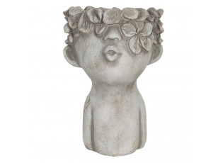 Kamenný obal na květináč v designu busty s květinami Tete - 11*11*18 cm