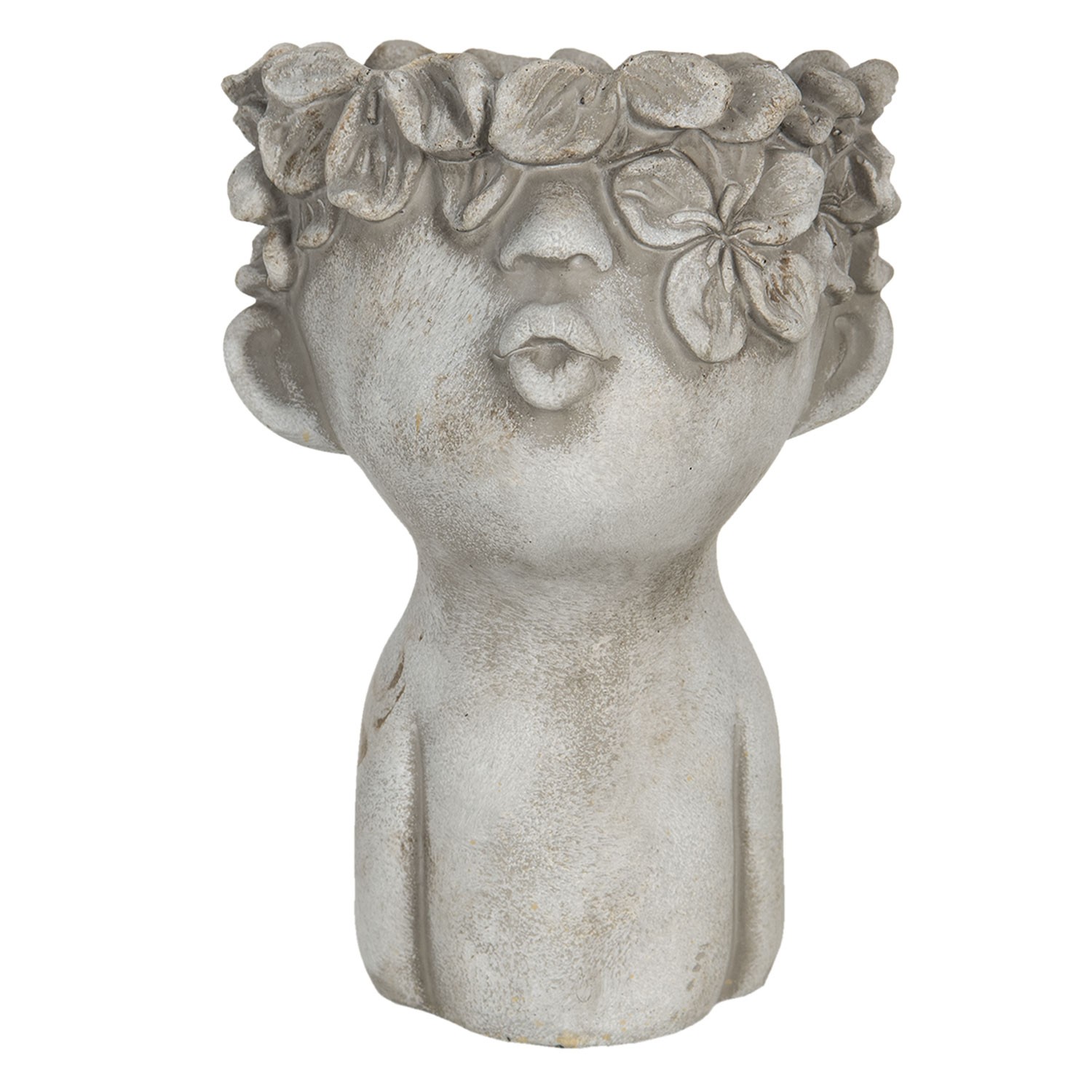 Kamenný obal na květináč v designu busty s květinami Tete - 11*11*18 cm