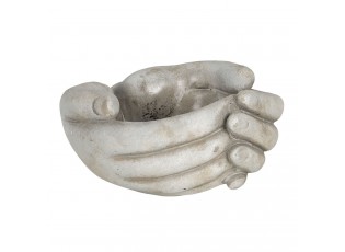 Béžový kamenný květináč v designu sepjatých rukou Jointes - 14*13*7 cm