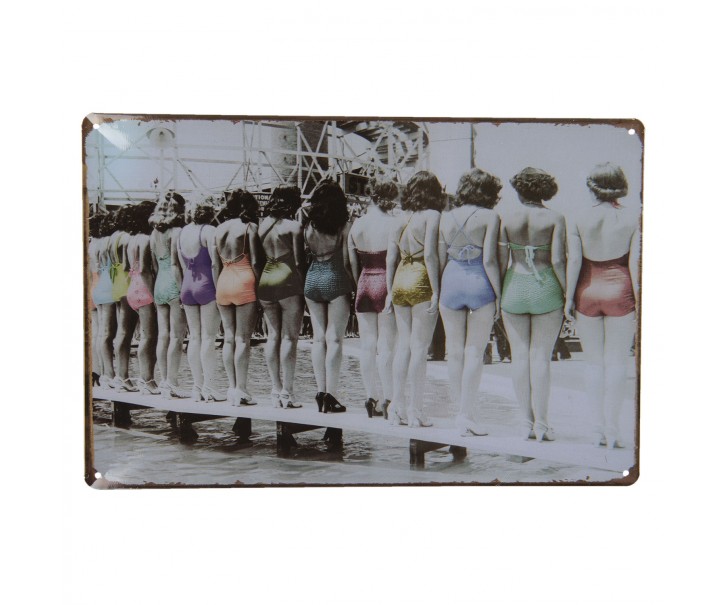 Nástěnná kovová cedule s ženami v plavkách - 30*20 cm