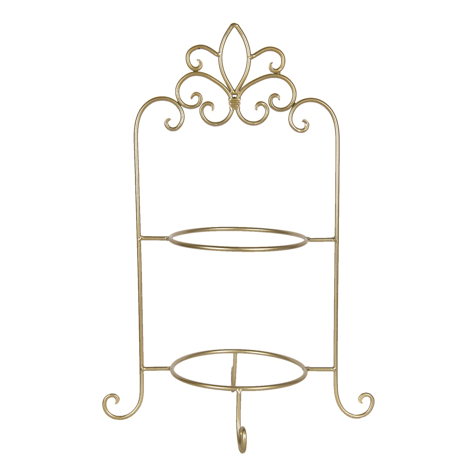 Zlatý kovový ozdobný stojan na talíře dvoupatrový - 38*30*57 cm W40091GO