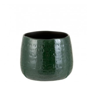 Tmavě zelený vzorovaný obal na květináč Seraphine M - Ø16*14 cm