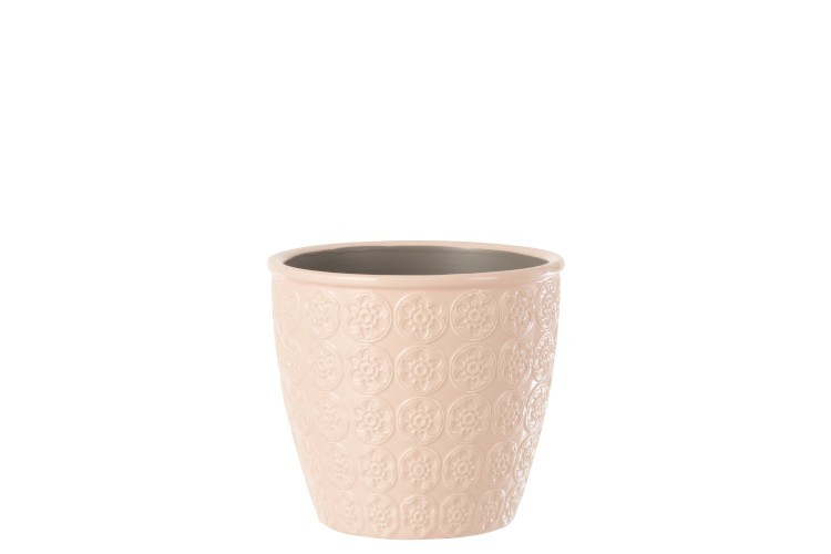 Růžový vzorovaný obal na květináč s květy Blossom S - Ø12*11 cm