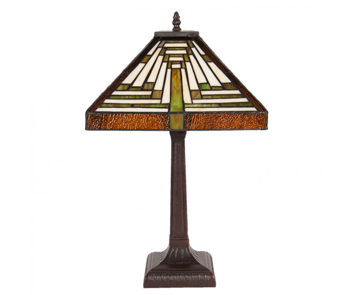 Stolní Tiffany lampa Quadrilatére - 31*31*43 cm E27/max 2*60W