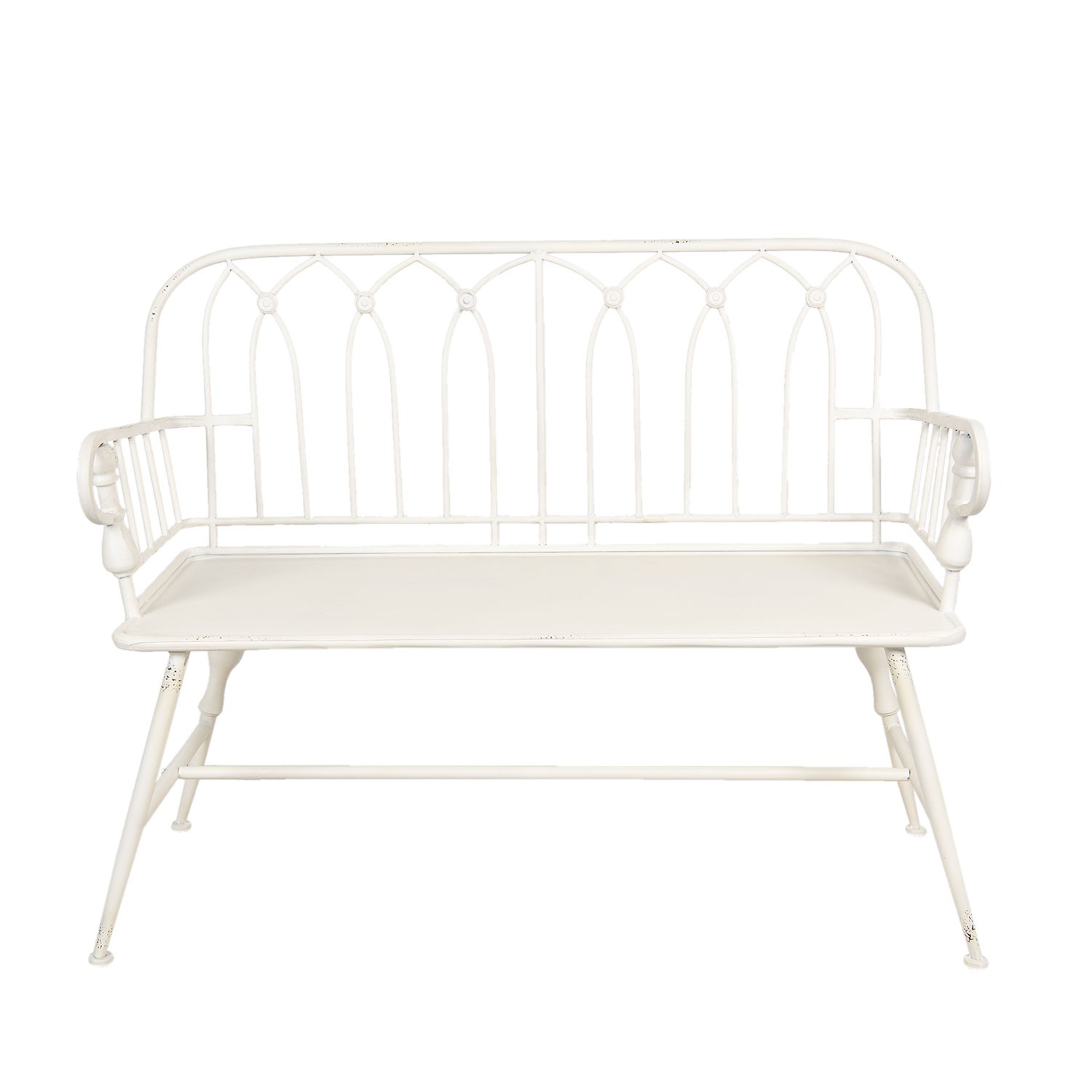 Levně Zahradní bílá zdobená lavice - 120*53*90 cm 5Y0837