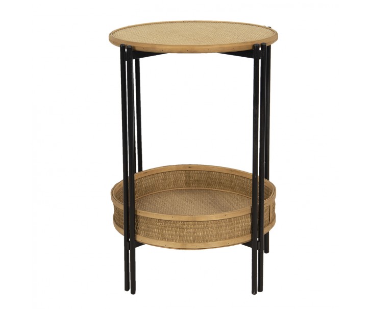 Odkládací stolek s ratanovým košíkem Sappho - Ø 41*61 cm Clayre & Eef