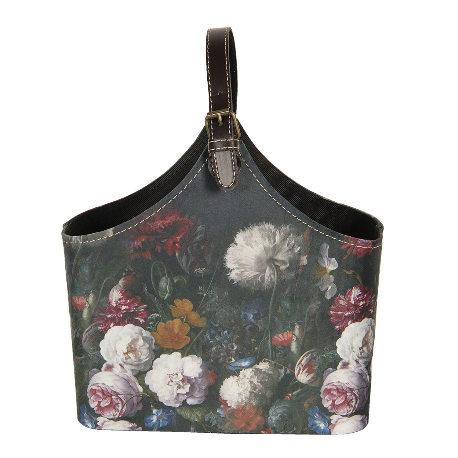 Levně Tmavě tyrkysová květovaná vintage taška Colette - 29*14*26 cm BAG319