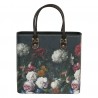 Tmavě tyrkysová květovaná taška Colette - 28*14*28/39 cm Barva: vícebarevnáMateriál: textilie podobná semiši, vyztužené boky, koženkaHmotnost: 0,275 kg