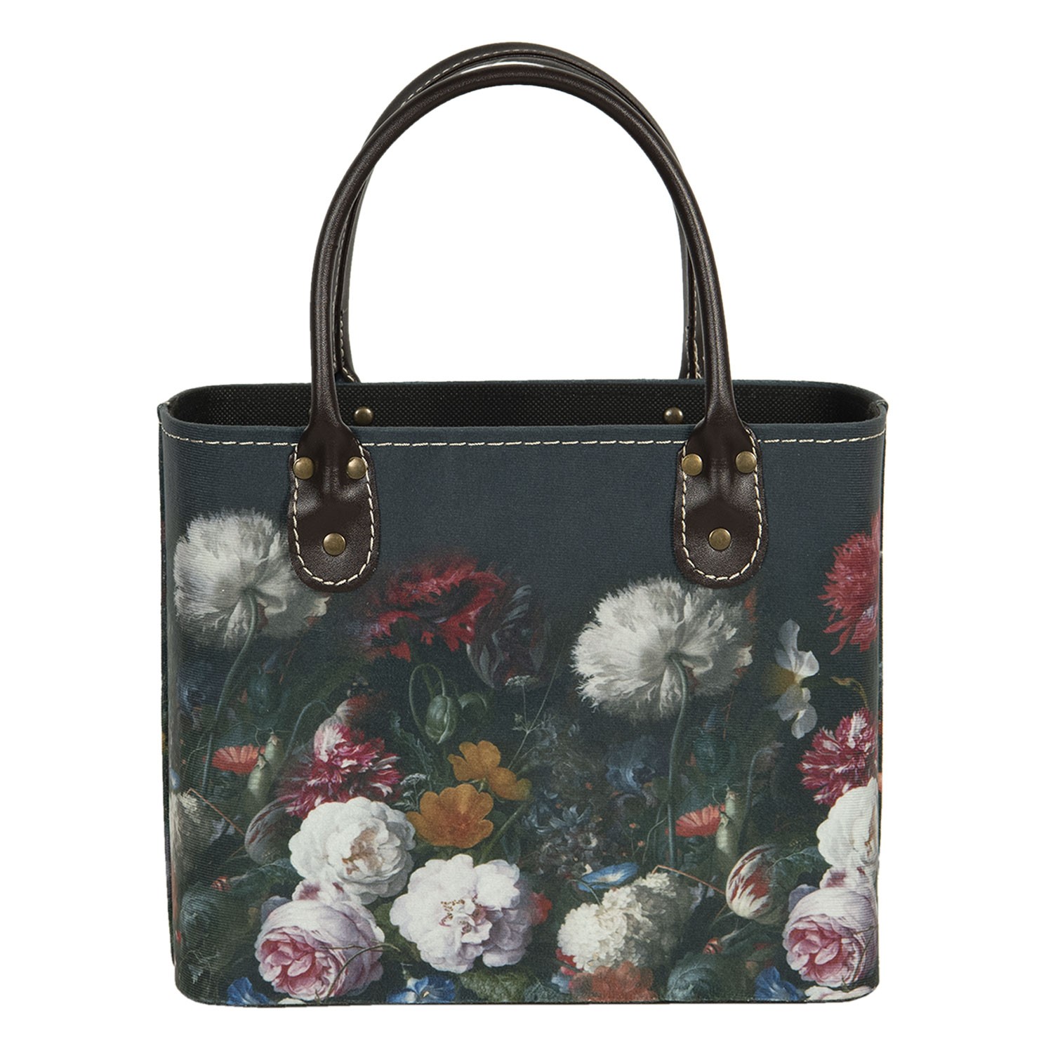 Tmavě tyrkysová květovaná vintage taška Colette - 26*12*26/35 cm Clayre & Eef