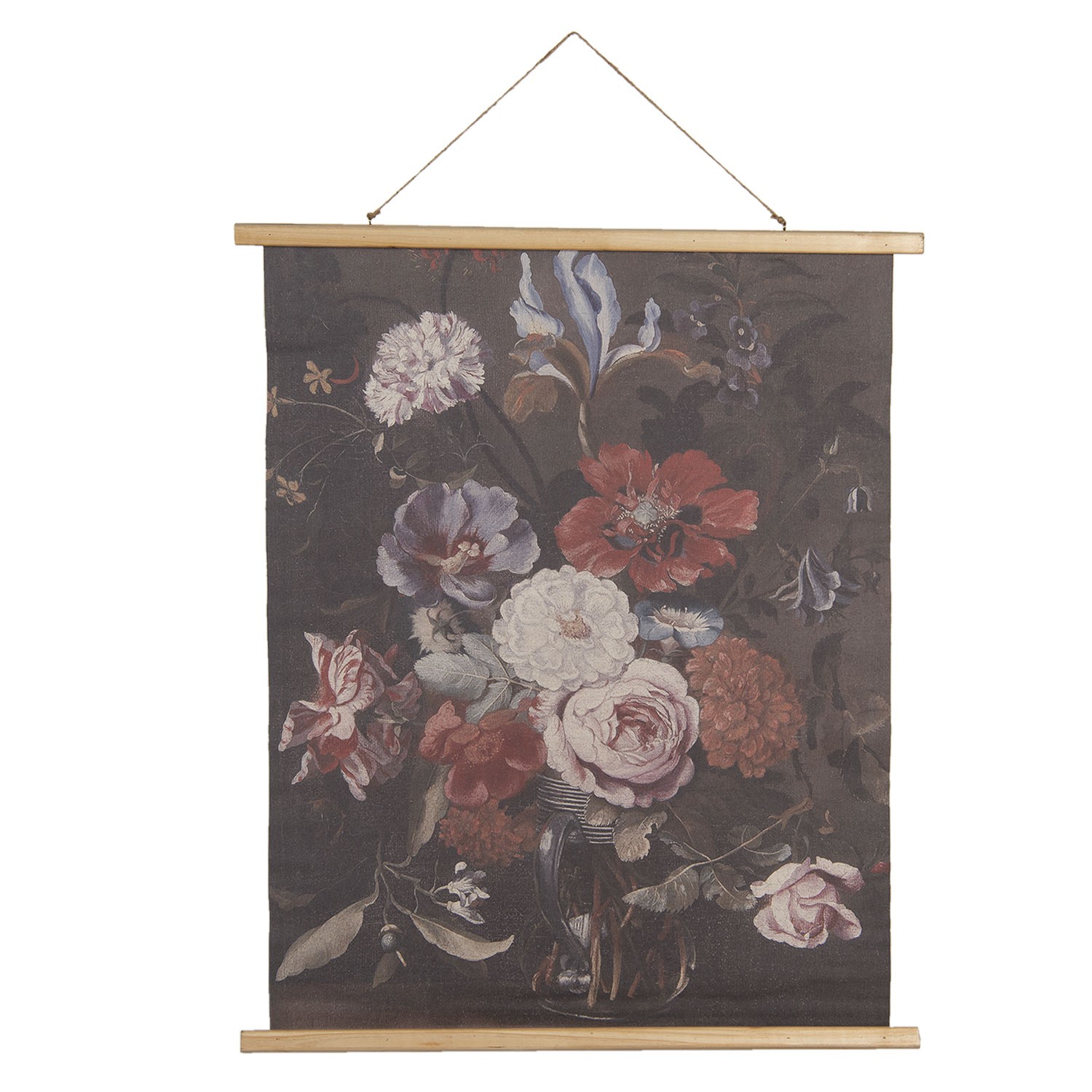Nástěnný plakát s malbou zátiší vlčích máků, tulipánů, karafiátu a dalších květin - 80*2*100 cm Clayre & Eef